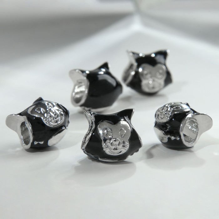 Талисман "Кот", цвет чёрный в серебре