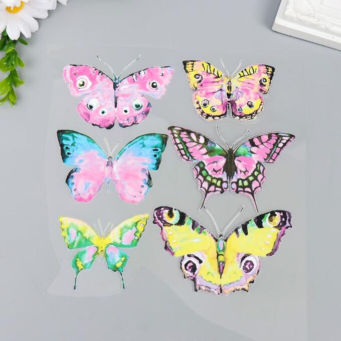 Термонаклейка "Акварельные бабочки" розовые 18х17,5 см