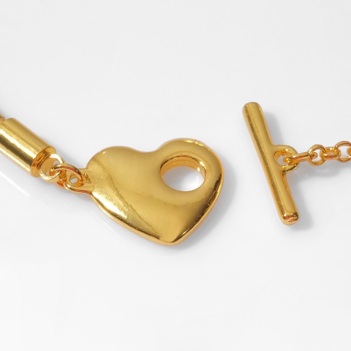 Основа для браслетас замком тоггл "Сердце" с цепочкой, цвет золото, 17 см