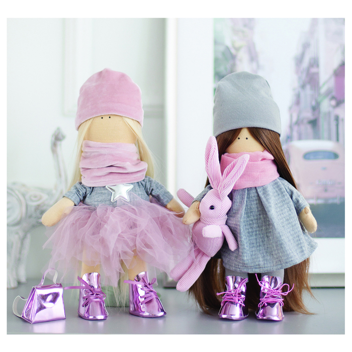 Интерьерные куклы «Подружки Вики и Ники- на праздник» набор для шитья,15,6*22.4*5.2 см