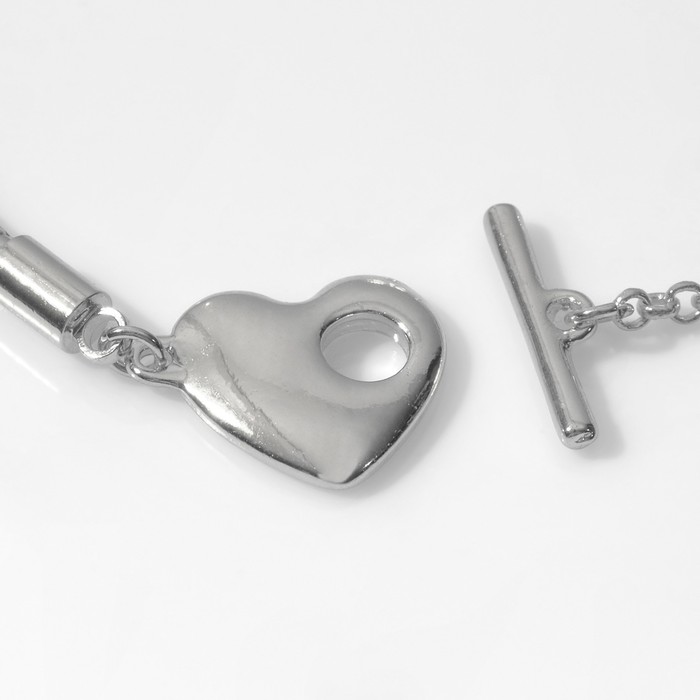 Основа для браслета с замком тоггл "Сердце" с цепочкой, цвет серебро, 17 см