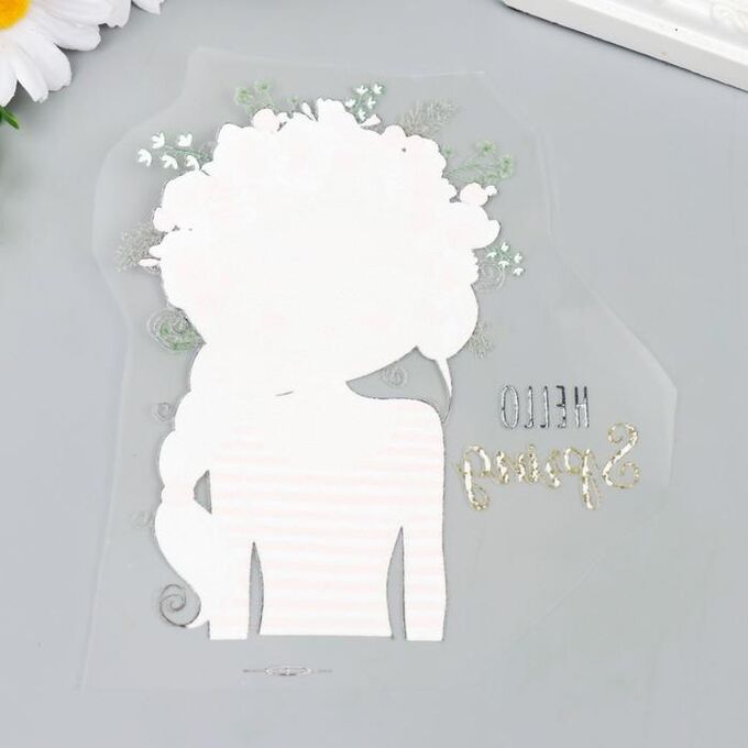 Термонаклейка "Малышка с цветами в косе" 15х12,5 см