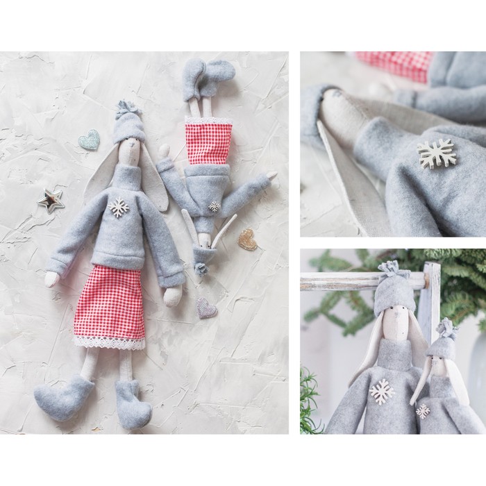 Мягкие куклы «Новогодние зайки Бетти и Летти», набор для шитья, 17*5*15 см