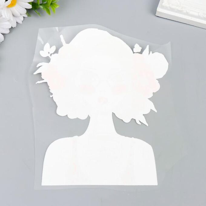 Термонаклейка "Девушка с цветами в волосах" 20х16,7 см